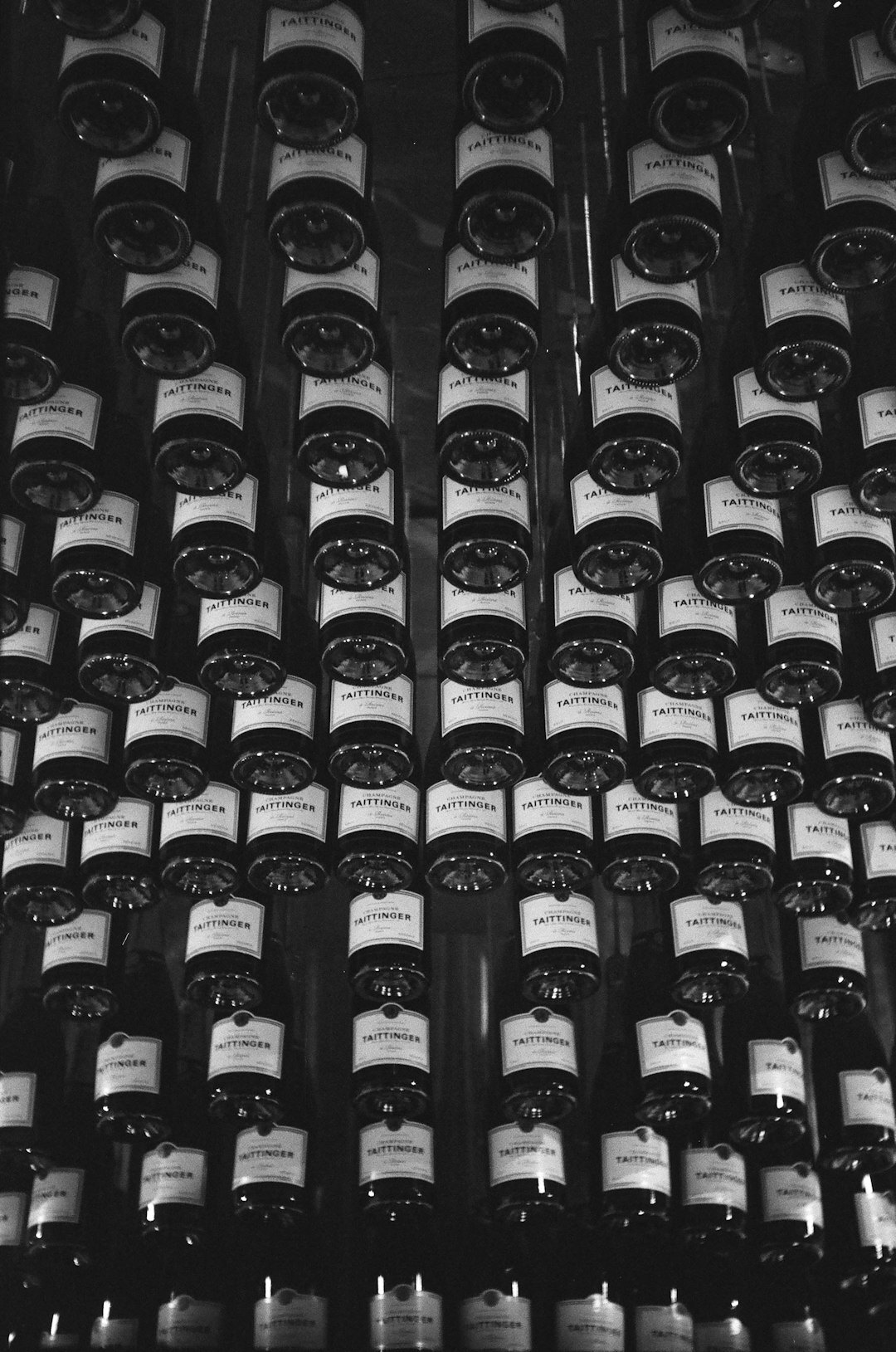 Press conference with rows of microphones