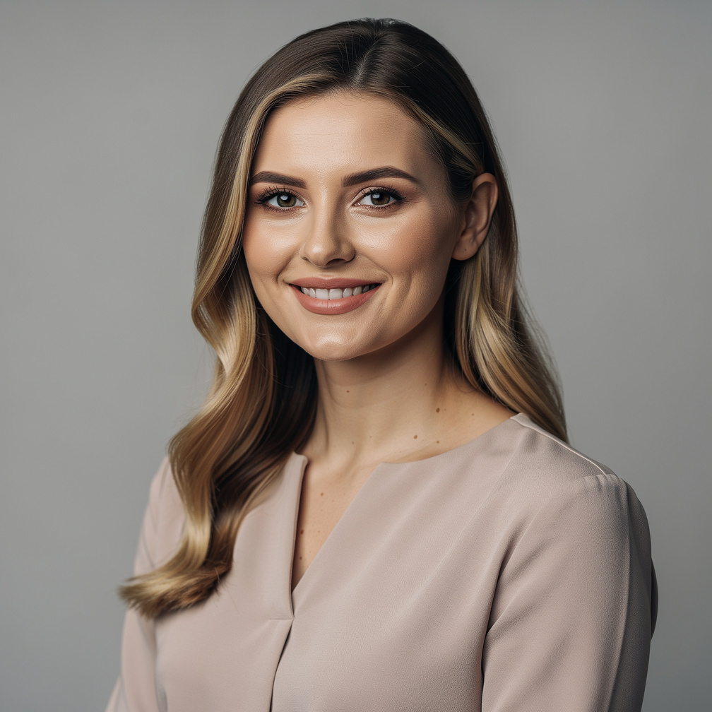 Studio portrait of a young professional woman trainer
